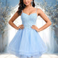 Mildred A-line V-Neck Short Lace Tulle Homecoming Dress With Rhinestone Sequins DEP0025658