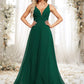 Kathryn A-line V-Neck Floor-Length Chiffon Bridesmaid Dress DEP0025813