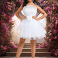 Phyllis Ball-Gown/Princess Asymmetrical Short Tulle Homecoming Dress With Bow DEP0025709