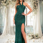 Mylee Sheath/Column Halter Floor-Length Sequin Prom Dresses DEP0025858