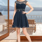 Harley A-line Scoop Short/Mini Chiffon Homecoming Dress With Beading Sequins DEP0020586