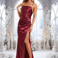 Stephany Trumpet/Mermaid Square Floor-Length Stretch Satin Prom Dresses With Ruffle DEP0025875