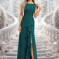 Amaya A-line Scoop Floor-Length Chiffon Bridesmaid Dress With Ruffle DEP0025814