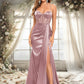 Amara Trumpet/Mermaid Sweetheart Sweep Train Stretch Satin Prom Dresses DEP0025836