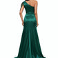 Karlie Trumpet/Mermaid One Shoulder Sweep Train Stretch Satin Prom Dresses With Beading DEP0022205