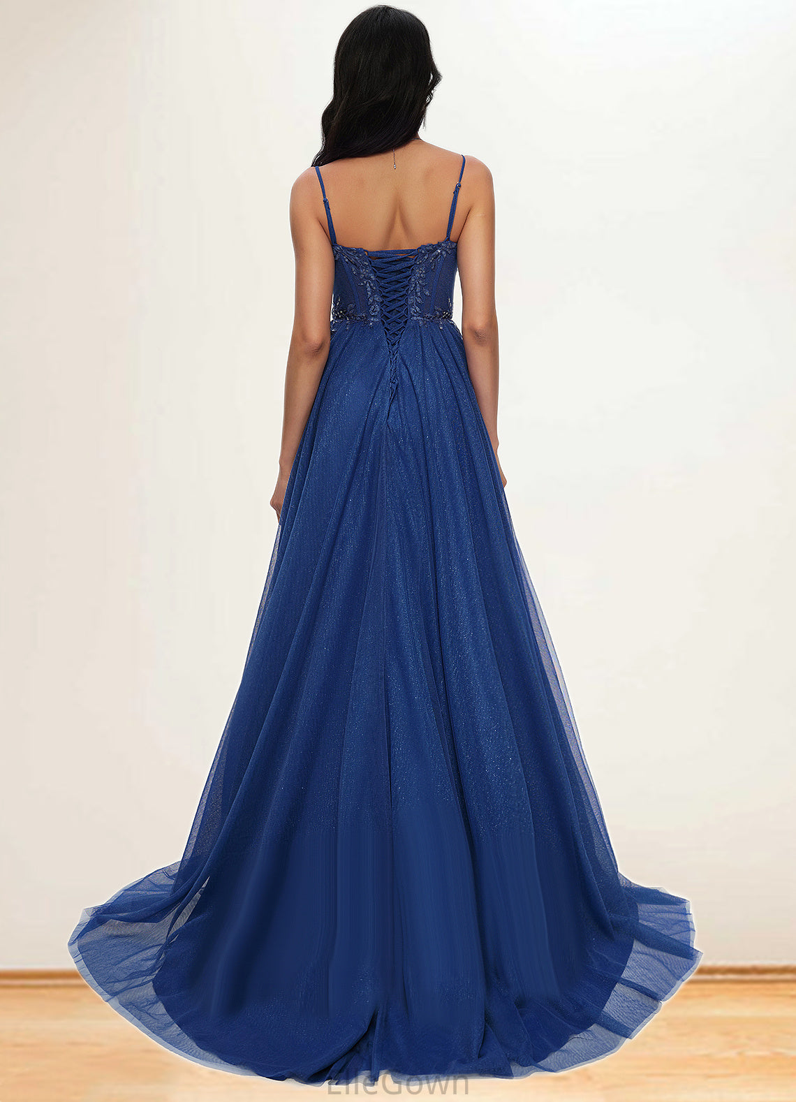 Charity Ball-Gown/Princess Sweetheart Sweep Train Tulle Prom Dresses With Appliques Lace Sequins DEP0022210