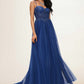 Charity Ball-Gown/Princess Sweetheart Sweep Train Tulle Prom Dresses With Appliques Lace Sequins DEP0022210