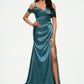 Haven Trumpet/Mermaid V-Neck Sweep Train Stretch Satin Prom Dresses With Beading Rhinestone Sequins DEP0022213