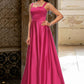 Miriam Ball-Gown/Princess V-Neck Sweep Train Satin Prom Dresses DEP0022215