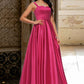 Miriam Ball-Gown/Princess V-Neck Sweep Train Satin Prom Dresses DEP0022215