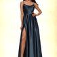 Jimena A-line Cowl Floor-Length Stretch Satin Prom Dresses DEP0022216