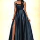 Jimena A-line Cowl Floor-Length Stretch Satin Prom Dresses DEP0022216