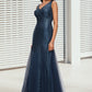 Helen Sheath/Column V-Neck Floor-Length Sequin Prom Dresses DEP0022218