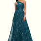 Nora A-line Asymmetrical Floor-Length Lace Prom Dresses With Sequins DEP0022219