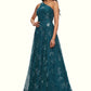 Nora A-line Asymmetrical Floor-Length Lace Prom Dresses With Sequins DEP0022219