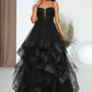 Anabel Ball-Gown/Princess Sweetheart Floor-Length Tulle Prom Dresses With Appliques Lace Sequins DEP0022220