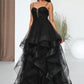 Anabel Ball-Gown/Princess Sweetheart Floor-Length Tulle Prom Dresses With Appliques Lace Sequins DEP0022220