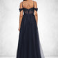 Danica Ball-Gown/Princess Off the Shoulder Floor-Length Tulle Prom Dresses With Appliques Lace Sequins DEP0022221