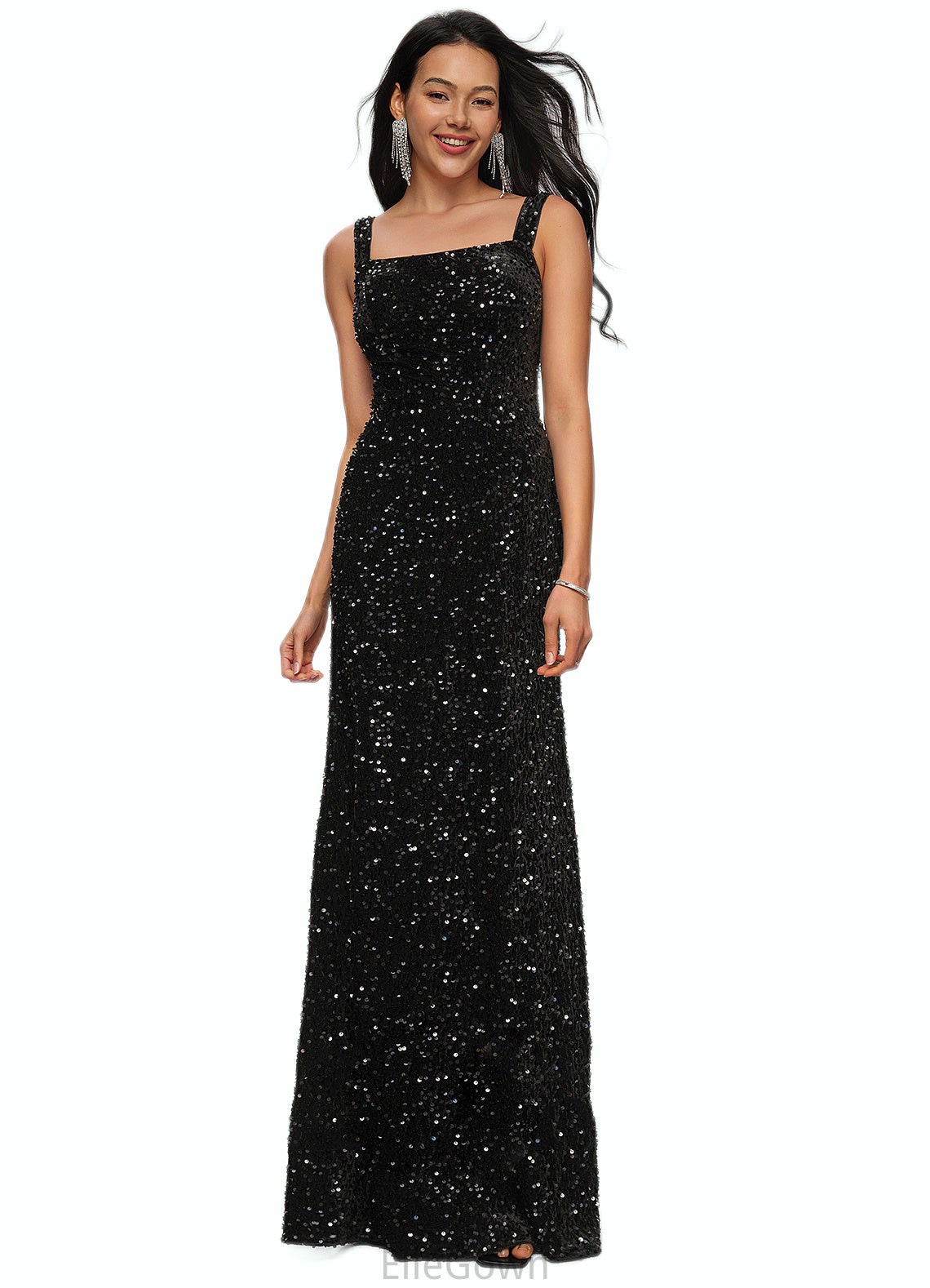 Lily Sheath/Column Scoop Floor-Length Sequin Prom Dresses DEP0022228