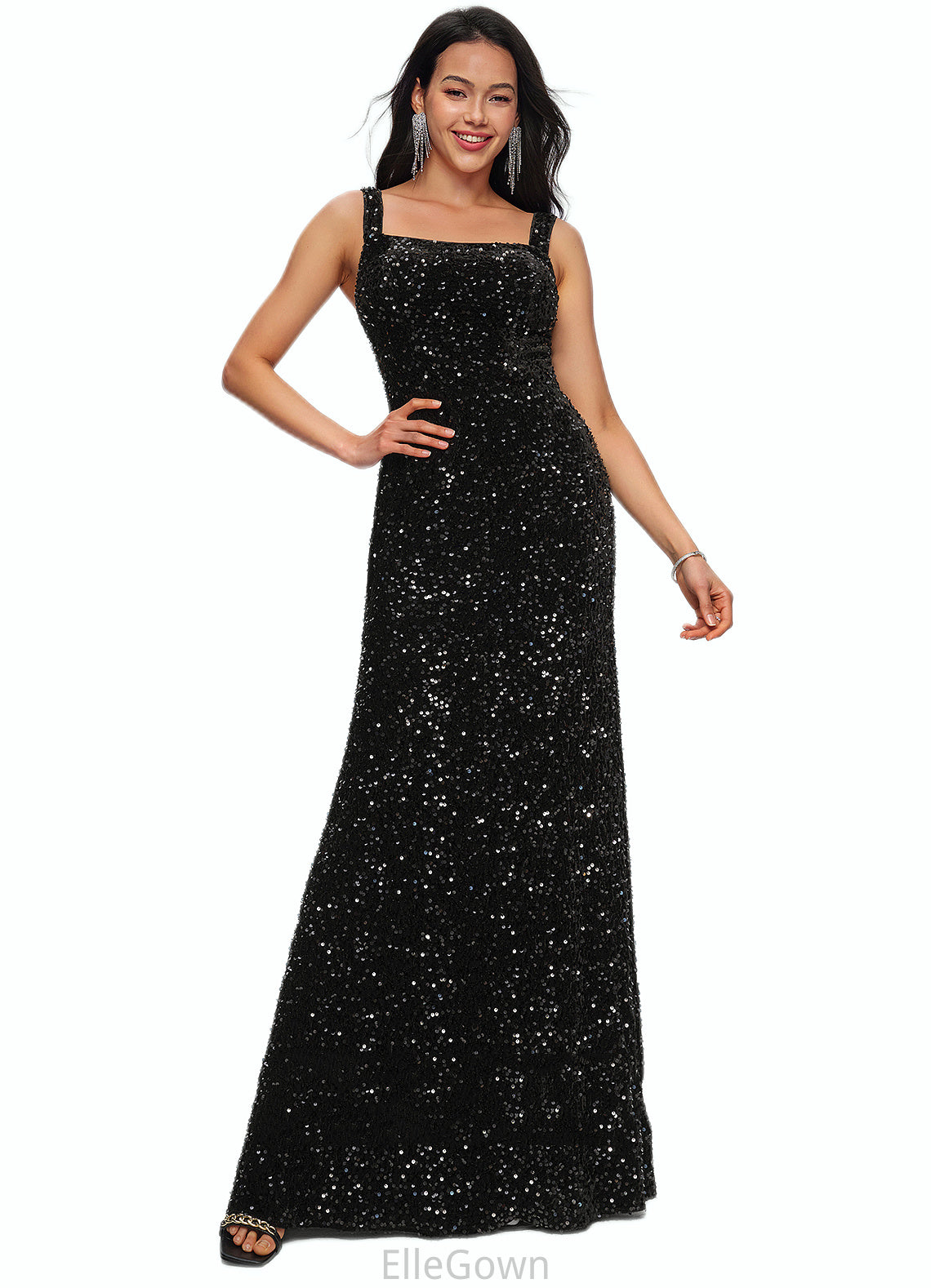 Lily Sheath/Column Scoop Floor-Length Sequin Prom Dresses DEP0022228