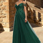 Norma A-line Off the Shoulder Floor-Length Tulle Prom Dresses With Appliques Lace Sequins DEP0022231