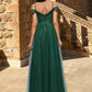 Norma A-line Off the Shoulder Floor-Length Tulle Prom Dresses With Appliques Lace Sequins DEP0022231