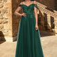 Norma A-line Off the Shoulder Floor-Length Tulle Prom Dresses With Appliques Lace Sequins DEP0022231