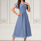 Macie A-line V-Neck Tea-Length Chiffon Cocktail Dress With Ruffle DEP0022233