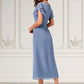 Macie A-line V-Neck Tea-Length Chiffon Cocktail Dress With Ruffle DEP0022233