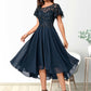 Savanah A-line Asymmetrical Asymmetrical Chiffon Lace Cocktail Dress With Ruffle Sequins DEP0022235