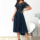 Savanah A-line Asymmetrical Asymmetrical Chiffon Lace Cocktail Dress With Ruffle Sequins DEP0022235