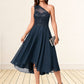 Julissa A-line One Shoulder Asymmetrical Chiffon Lace Sequin Cocktail Dress With Sequins DEP0022245