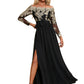 Brenna Jacquard Off the Shoulder Elegant A-line Polyester Maxi Dresses DEP0022248