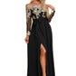 Brenna Jacquard Off the Shoulder Elegant A-line Polyester Maxi Dresses DEP0022248