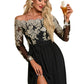 Brenna Jacquard Off the Shoulder Elegant A-line Polyester Maxi Dresses DEP0022248