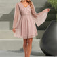 Charity Sequins V-Neck Elegant A-line Tulle Mini Dresses DEP0022262