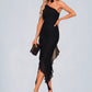 Winnie Ruffle One Shoulder Elegant Bodycon Spandex Asymmetrical Dresses DEP0022265