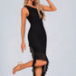 Winnie Ruffle One Shoulder Elegant Bodycon Spandex Asymmetrical Dresses DEP0022265