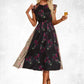 Kit Floral Print Scoop Elegant A-line Tulle Midi Dresses DEP0022277