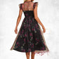 Kit Floral Print Scoop Elegant A-line Tulle Midi Dresses DEP0022277