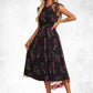 Kit Floral Print Scoop Elegant A-line Tulle Midi Dresses DEP0022277