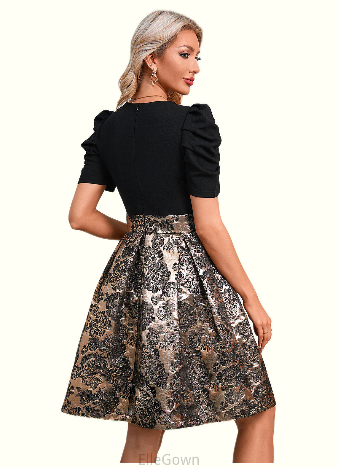 Callie Jacquard Scoop Elegant A-line Jacquard Dresses DEP0022279