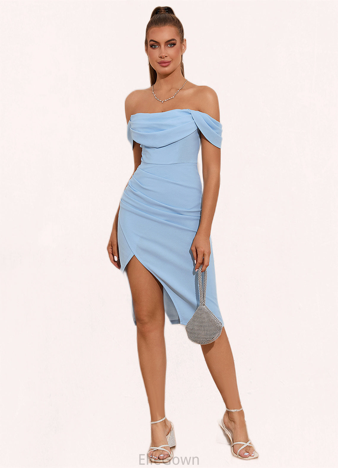 Lilah Ruffle Straight Sexy Sheath/Column Polyester Asymmetrical Midi Dresses DEP0022285