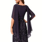 Ayana Sheath/Column Cowl Knee-Length Chiffon Lace Cocktail Dress With Ruffle Sequins DEP0022287