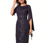 Ayana Sheath/Column Cowl Knee-Length Chiffon Lace Cocktail Dress With Ruffle Sequins DEP0022287