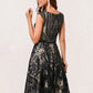 Isabel A-line V-Neck Knee-Length Lace Sequin Cocktail Dress With Sequins DEP0022289