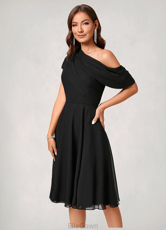 Veronica A-line One Shoulder Knee-Length Chiffon Cocktail Dress With Ruffle DEP0022309