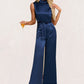 Eva High Neck Elegant Jumpsuit/Pantsuit Satin Maxi Dresses DEP0022324