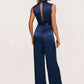 Eva High Neck Elegant Jumpsuit/Pantsuit Satin Maxi Dresses DEP0022324