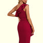 Marian Ruffle One Shoulder Elegant Bodycon Polyester Midi Dresses DEP0022326